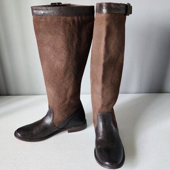 Frye Leather & Canvas Tall Boots "LIKE NEW" - Picture 2 of 15